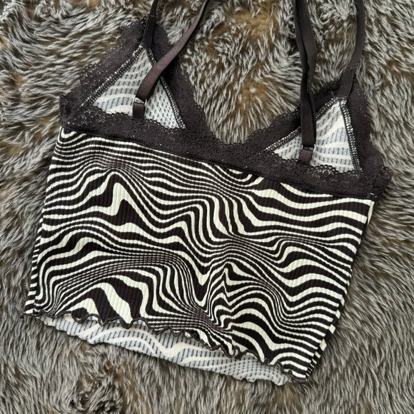 H&M Divided Crop Tank Top, brown and cream zebra print, XS - Picture 2 of 3